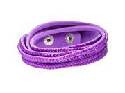 6 Strand Purple Faux Suede Purple Crystal Wrap Adjustable Bracelet