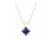 .50 CT Square 5MM Amethyst Pendant 18 10K Yellow Gold Filled Chain