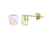 .80 CT Heart 6MM Simulated White Opal 10K Yellow Gold Stud Earrings