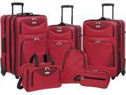 6 Piece Skyflight 2 Toned Luggage Set Red by Travelers Club