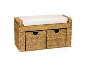 Natural Woven Banana Leaf Storage Seat with Cushio by Household Essentials