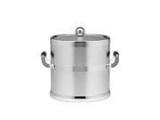 Brushed Chrome 3 Qt. Metal Ice Bucket with Wood Side Handles by Kraftware by KraftWare