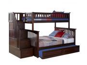 Columbia Staircase Bunk Bed Twin Over Full with a Raised Panel Trundle Bed by Atlantic Furniture