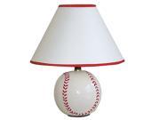 ORE International Ceramic Baseball Table Lamp White 604BB