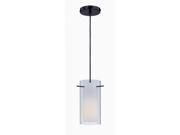 Lite Source Pendant Lamp Black With Frost Inner Clear Outer Glass LS 19772