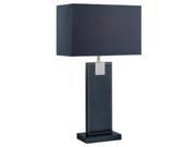 Lite Source Table Lamp Black Leather Black Fabric Shade LS 21282BLK BLK