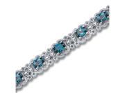Antique Styling 8.50 carats total weight Oval Cut London Blue Topaz Gemstone Bracelet in Sterling Silver