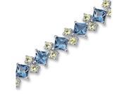 Distinctive Design 17.50 carats total weight Princess Round Cut London Blue Topaz Peridot Bracelet in Sterling Silver
