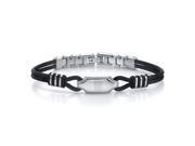 Exclusive Style Stainless Steel ID style Dual Rubber Cord Link Bracelet for Men
