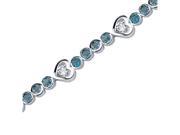 Dazzling Fascination 3.75 carats total weight Round Shape London Blue Topaz White CZ Gemstone Bracelet in Sterling Silver