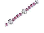 Dazzling Fascination Round Shape Ruby White CZ Gemstone Bracelet in Sterling Silver