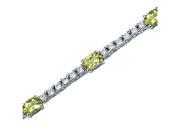 Extraordinary Showstopper 3.75 carats total weight Oval Shape Peridot White CZ Gemstone Bracelet in Sterling Silver