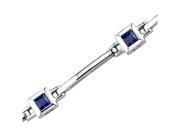 Exclusive Chic Princess Cut Blue Sapphire Gemstone Bracelet in Sterling Silver