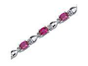 Exquisite Classic Oval Shape Ruby Gemstone Bracelet in Sterling Silver
