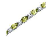 Perfect Allure 11.75 carats total weight Pear Shape Peridot White CZ Gemstone Bracelet in Sterling Silver