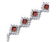 Timeless Splendor 2.75 carats total weight Princess Cut Garnet White CZ Gemstone Bracelet in Sterling Silver