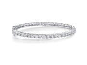 Irresistible and Trendy Sterling Silver Prong Set Cubic Zirconia Hinged Bangle Bracelet