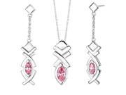 Marquise Shape Pink Cubic Zirconia Pendant Earrings Set in Sterling Silver