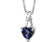 Passionate Pledge Sterling Silver Heart Shape Checkerboard Cut Alexandrite Pendant with 18 inch Silver Necklace and