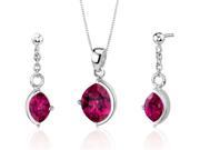 Museum Design 6.00 carats Marquise Cut Sterling Silver Ruby Pendant Earrings Set