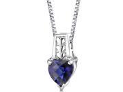 Cherished Forever Sterling Silver Heart Shape Checkerboard Cut Blue Sapphire Pendant with 18 inch Silver Necklace and