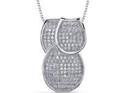 Flamboyant Overlapping Loops of Dazzle Sterling Silver Micro Pave CZ Diamond Tri Sectional Pendant