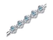 Trendy Simple 1.50 carats total weight Round Shape Swiss Blue Topaz White CZ Gemstone Bracelet in Sterling Silver
