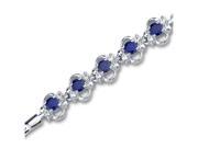 Trendy Simple Round Cut Created Sapphire White CZ Gemstone Bracelet in Sterling Silver