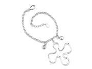 Trendy Style Sterling Silver Designer Inspired Rolo Chain Bracelet with a Jigsaw Puzzle Charm