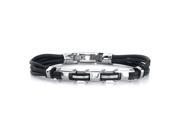 Modern Fashion Stainless Steel H Link Multi cord Rubber Bracelet for Men