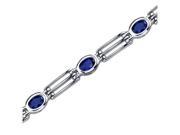 Unique and Lovely Oval Shape Blue Sapphire Gemstone Bracelet in Sterling Silver