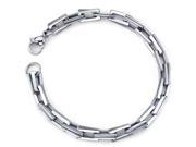 Smooth Style Mens Stainless Steel Double Rectangular Link Bracelet