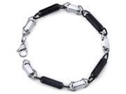 Urban Posh Mens Stainless Steel Unique Black and Silver tone Coil Link Bracelet