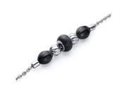 Black Roundel Bead Stainless Steel Chain Bracelet