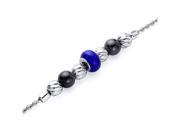 Royal Blue Roundel Bead Stainless Steel Chain Bracelet