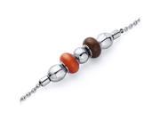 Red and Brown Roundel Bead Stainless Steel Chain Bracelet