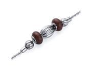 Brown Roundel with corrugated Bead Stainless Steel Chain Bracelet
