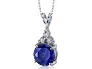 Refined Class 2.75 carats Round Shape Sterling Silver Blue Sapphire Pendant