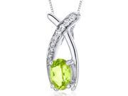 0.75 Ct. Oval Cut Peridot in Sterling Silver Pendant with 18 Necklace