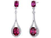 4.50 Ct. Oval Shaped Created Ruby Dangle Earrings in Sterling Silver