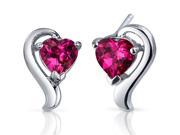 Cupids Harmony 2.00 Carats Ruby Heart Shape Earrings in Sterling Silver