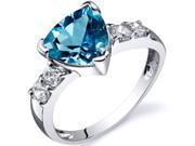 Solitaire Style 2.00 carats Swiss Blue Topaz CZ Diamond Ring in Sterling Silver Size 8 Available in Sizes 5 thru 9