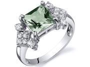 Princess Cut 1.50 carats Green Amethyst CZ Diamond Ring in Sterling Silver Size 7 Available in Sizes 5 thru 9