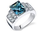 Radiant Cut 2.50 carats London Blue Topaz CZ Diamond Ring in Sterling Silver Size 7 Available in Sizes 5 thru 9