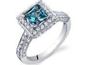 Princess Cut 1.00 Carats London Blue Topaz Engagement Ring in Sterling Silver Size 9