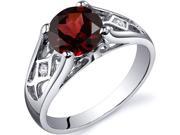 Cathedral Design 1.50 carats Garnet Solitaire Ring in Sterling Silver Size 5