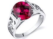 Checkerboard Cut 3.50 carats Ruby Solitiare Ring in Sterling Silver Size 8 Available in Sizes 5 thru 9