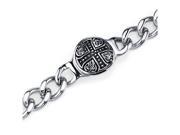 Rugged ID Style Stainless Steel Celtic Cross Curb Chain Bracelet