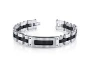 Mens Riveted Industrial Black and Two Tone Stainless Steel Bracelet