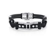 Mens Industrial Design Stainless Steel and Black Silicon Bracelet